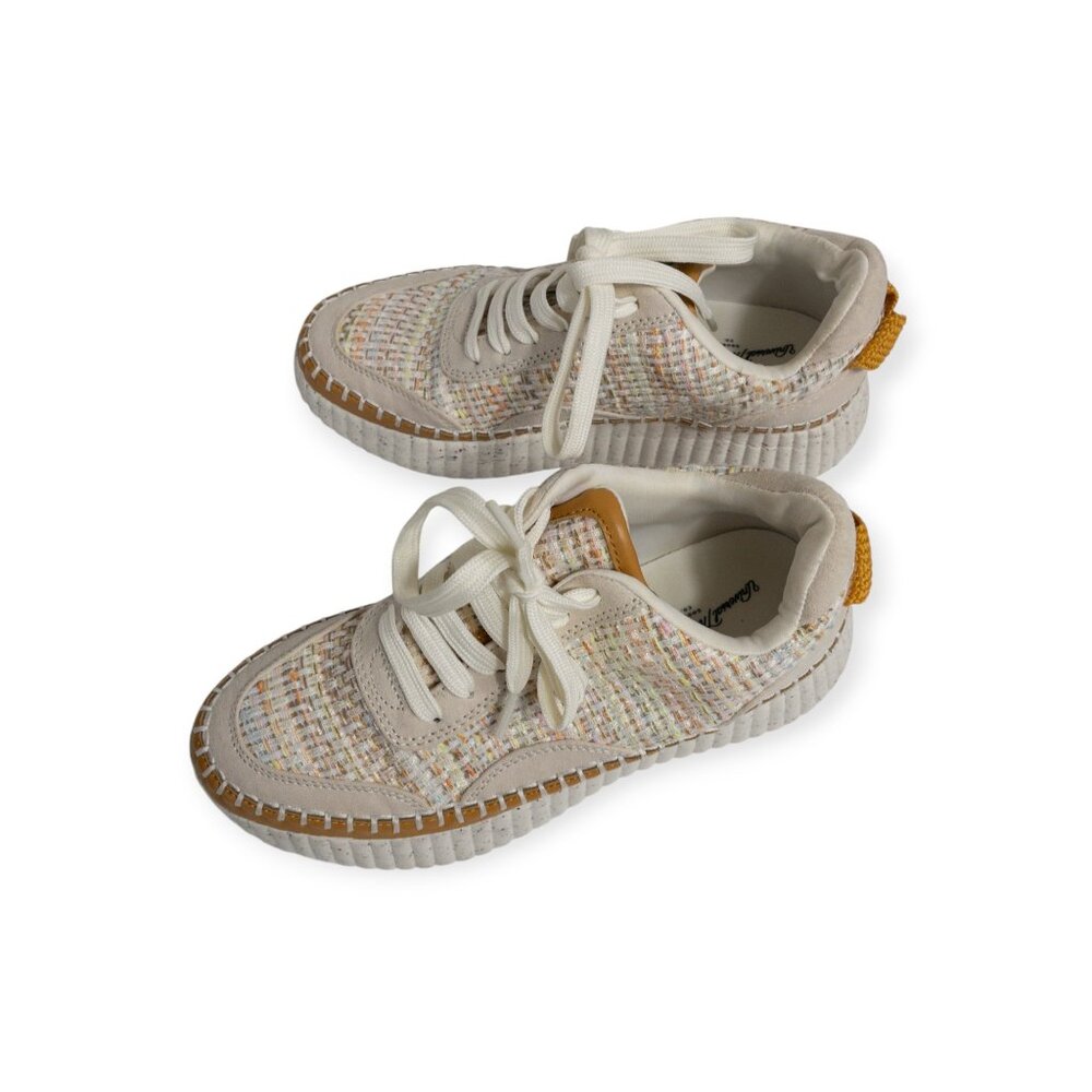Universal thread Knit Woven Chunky Sneaker Cream and Orange Fashion Shoe SZ 6 - Picture 8 of 12
